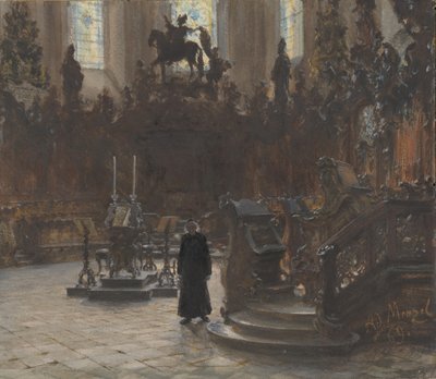 De koorbanken in de kathedraal van Mainz, 1869 door Adolph Menzel