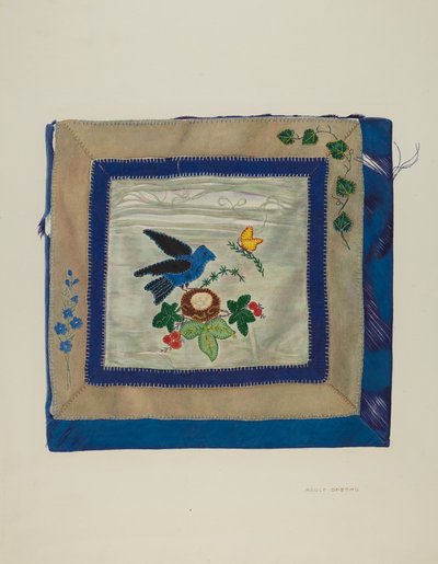 Dekbed (detail) van Bluebird, ca. 1941 door Adolph Opstad