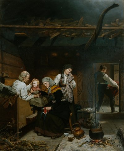 Zegen van grootvader door Adolph Tidemand