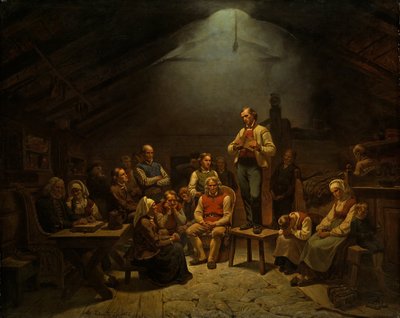 Lage Kerk Devotie door Adolph Tidemand