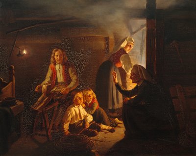 De verhalenverteller (schilderij) door Adolph Tidemand