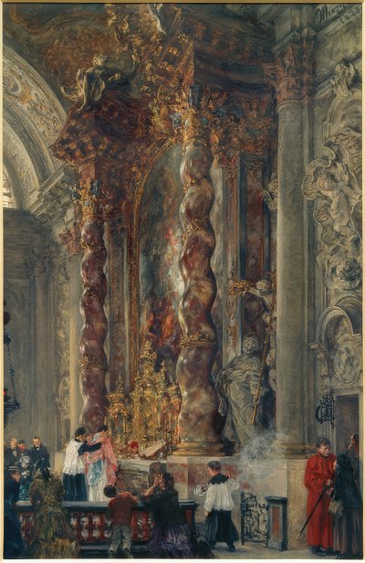 Het hoogaltaar van de Damenstiftskirche in München door Adolph Menzel