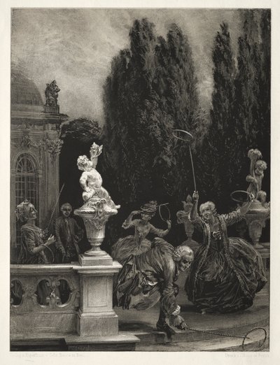 Essay over Steen met Penseel en Schraper: Spelen met Hoepels op het Kasteelterras door Adolph Menzel