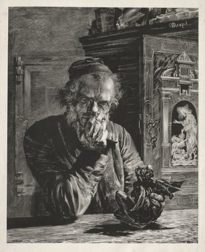 De antiquair - Zelfportret door Adolph Menzel