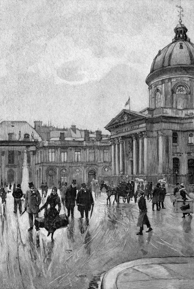 Oevers van de Seine en het Institut de France door Adolphe (after) Giraldon