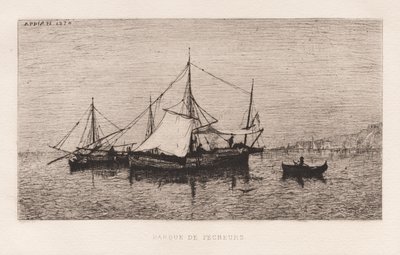 Vissersboot Kustschip Italiaanse Kust..., 1874 door Adolphe Appian