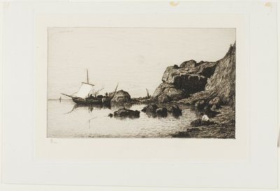 Vissersvaartuigen bij de kliffen van Collioure door Adolphe Appian