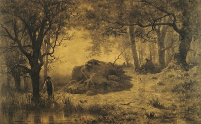 Vijver aan de rand van het bos door Adolphe Appian