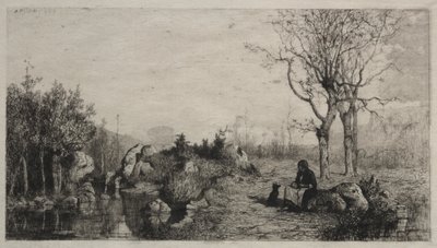 Oever van een stroom bij Rossillon, 1867 door Adolphe Appian