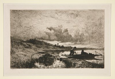 Een avond, oevers van de Rhône bij Rix door Adolphe Appian