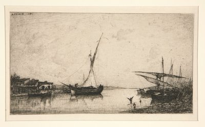 a. Twee bruggen b. Vissersboot door Adolphe Appian
