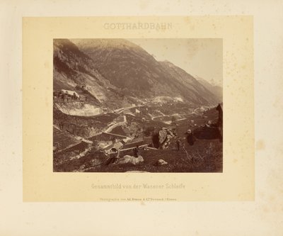 Gotthardspoorweg: complete foto van de Wasenlus door Adolphe Braun and Cie