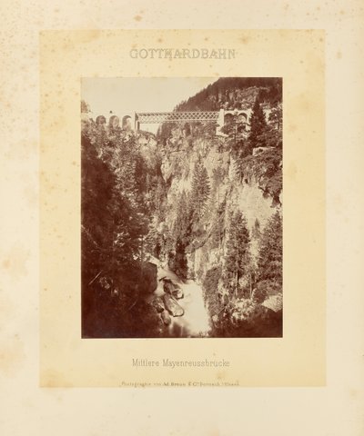 Gotthard Bahn: Midden Mayenreuss brug door Adolphe Braun and Cie