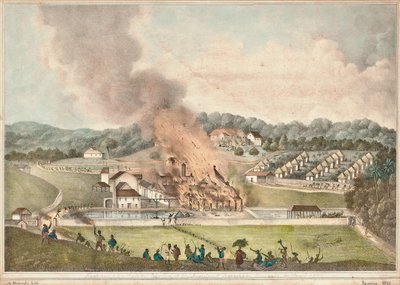 De Vernietiging van het Roehampton Landgoed in de Parochie van St. James in januari 1832, 1833 door Adolphe Duperly