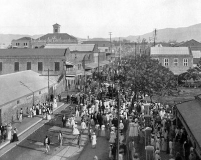 King Street noordwaarts, Kingston, Jamaica door Adolphe Duperly and Son