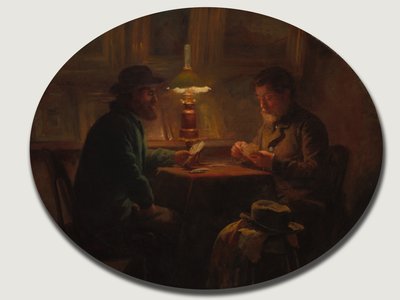 Kaartspel bij le Père Martin, 1859 door Adolphe Felix Cals