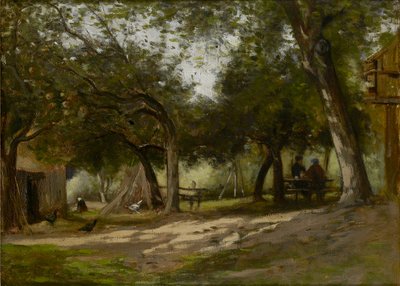 Landschap met een boerenerf door Adolphe Felix Cals