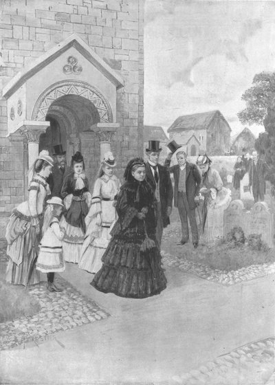 Het leven van koningin Victoria in Osborne: Hare Majesteit in de kerk van Whippingham, ca. 1860s, 1901 door Adolphe Forestier