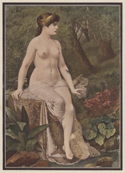 Vrouw zittend op het platteland door Adolphe Frederic Lejeune