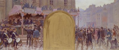 Inschrijving van de vrijwilligers, Place du Panthéon door Adolphe Gustave Binet