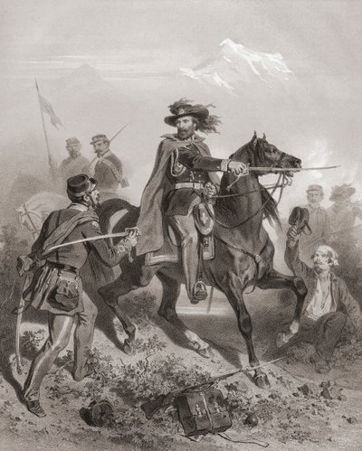 Giuseppe Garibaldi bij de Slag om Varese door Adolphe Jean Baptiste (after) Bayot