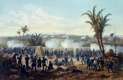 Slag bij Veracruz, troepen van generaal Scott vallen de stad aan en veroveren deze door Adolphe Jean Baptiste Bayot