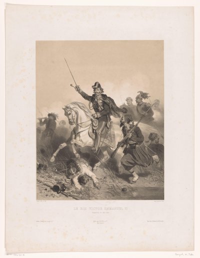 Koning Victor Emanuel II van Italië tijdens de Slag bij Palestro door Adolphe Jean Baptiste Bayot