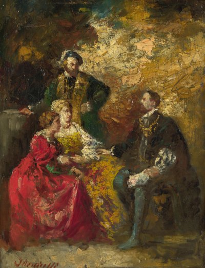 Gesprekstuk, ca. 1880 door Adolphe Joseph Thomas Monticelli