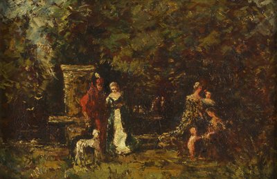 Elegante figuren in een bosrijke open plek, ca. 1860-80 door Adolphe Joseph Thomas Monticelli