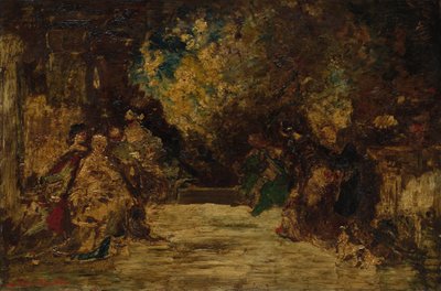 Figuren op een terras door Adolphe Joseph Thomas Monticelli