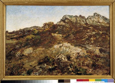 Landschap van heuvels (het Garlaban-massief in de Provence) door Adolphe Joseph Thomas Monticelli