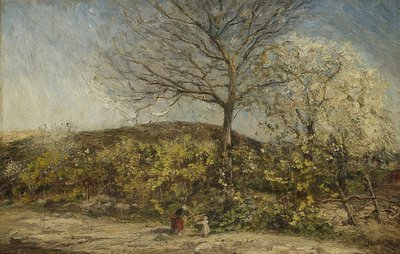 Landschap met bloeiende boomgaard door Adolphe Joseph Thomas Monticelli