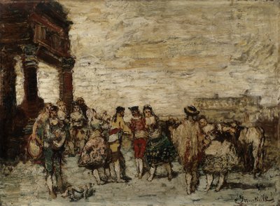 Feest in Spanje door Adolphe Joseph Thomas Monticelli