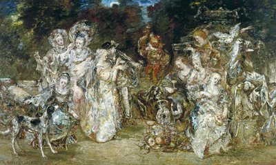 Reünie in een park ten tijde van de Valois door Adolphe Joseph Thomas Monticelli