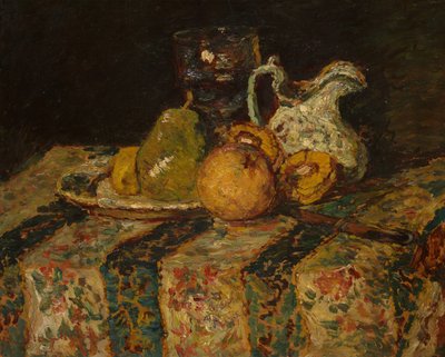 Stilleven met fruit en wijnkan door Adolphe Joseph Thomas Monticelli