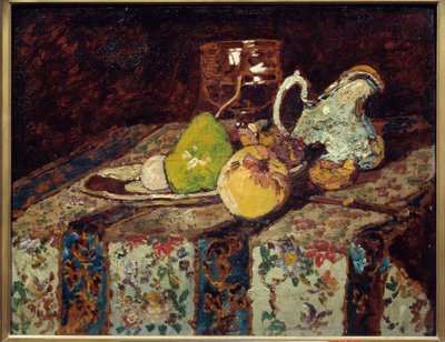 Stilleven met een witte kan door Adolphe Joseph Thomas Monticelli