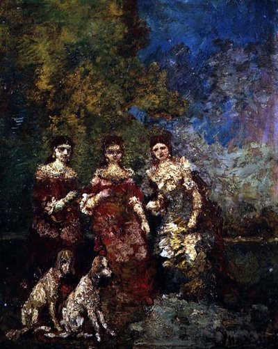Drie vrouwen door Adolphe Joseph Thomas Monticelli