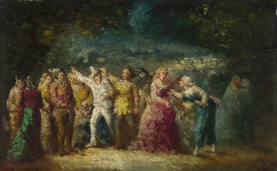 Fakkeloptocht door Adolphe Joseph Thomas Monticelli