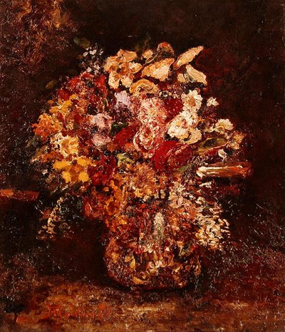 Vaas met bloemen, ca.1878-80 door Adolphe Joseph Thomas Monticelli