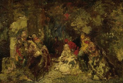 Vrouwen in een bos door Adolphe Joseph Thomas Monticelli