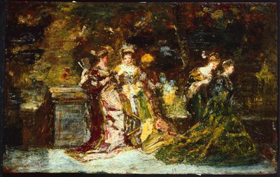 Vrouwen in een park, c.1858 door Adolphe Joseph Thomas Monticelli