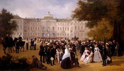 Een dagwandeling nabij het kasteel van Strelno in 1840 door Adolphe Ladurner