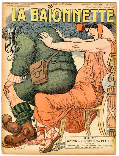 Omslag van La Baionnette, Satirisch in kleuren door Adolphe Leon Willette