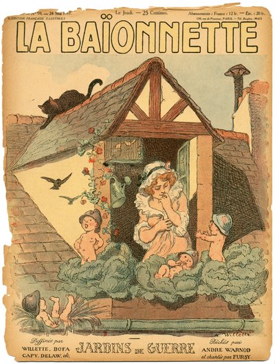 Omslag van La Baionnette, Satirisch in Kleuren door Adolphe Leon Willette