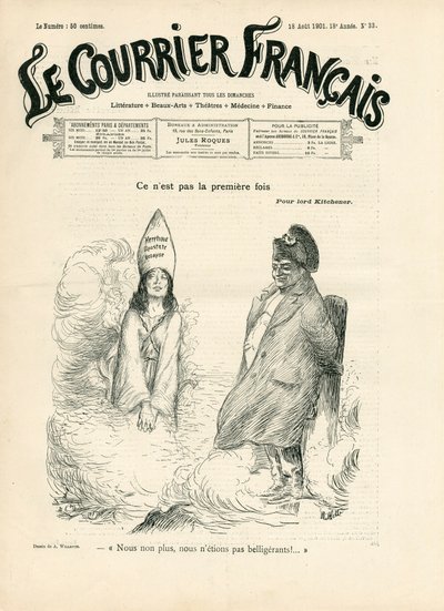 Omslag van Le Courrier francais, nr. 33, Satirisch in ZW door Adolphe Leon Willette