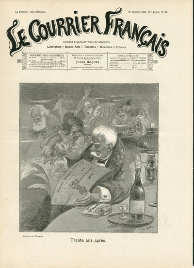 Omslag van Le Courrier français, nummer 43, Satiriek in Z & W door Adolphe Leon Willette