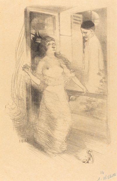Hangende clown (Pierrôt pendu) door Adolphe Leon Willette