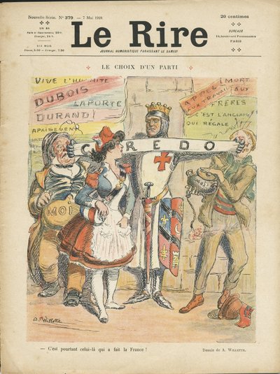 Illustratie van Adolphe dit Willette (1857-1926) voor de omslag van Le Rire, 07/05/10 - Partijkeuze - Verkiezingen - Marianne door Adolphe Leon Willette