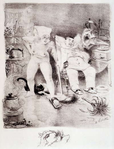 Luiheid - tekening door Willette door Adolphe Leon Willette