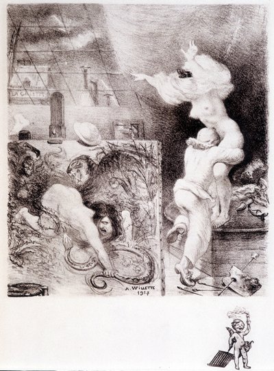 Lust - Tekening door Willette door Adolphe Leon Willette